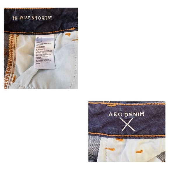 American Eagle Outfitters, Hi-Rise Shortie Jean Short’s, Size 0, Dark Blue - Picture 4 of 9